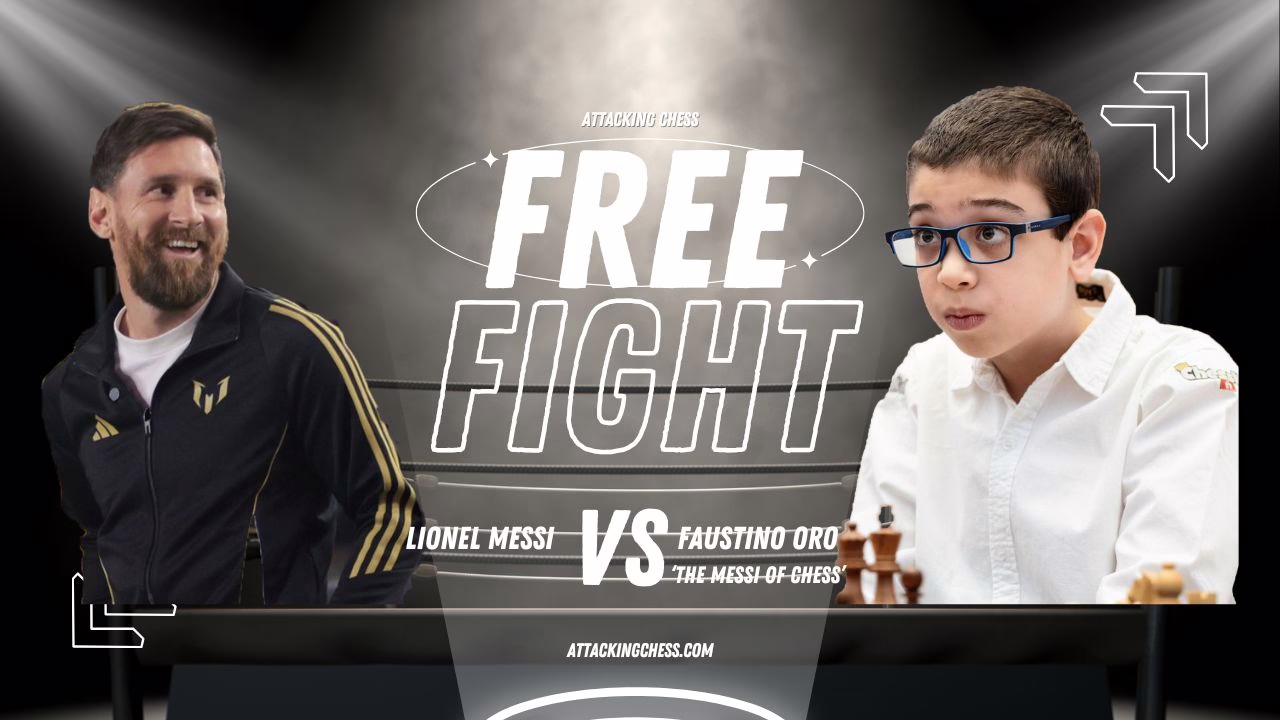Faustino Oro fighting Lionel Messi